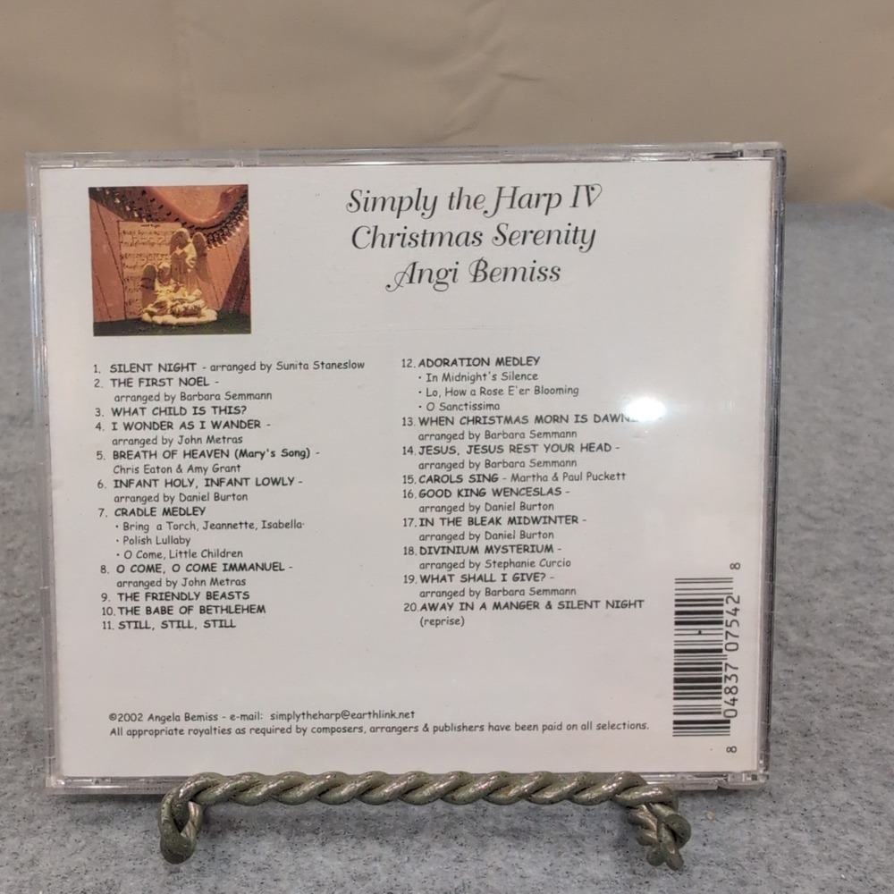 Simply the Harp IV Christmas Serenity Angi Bemiss CD 2002 Instrumental Holiday - Picture 2 of 2